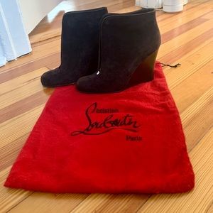 Christian Louboutin dark brown suede booties